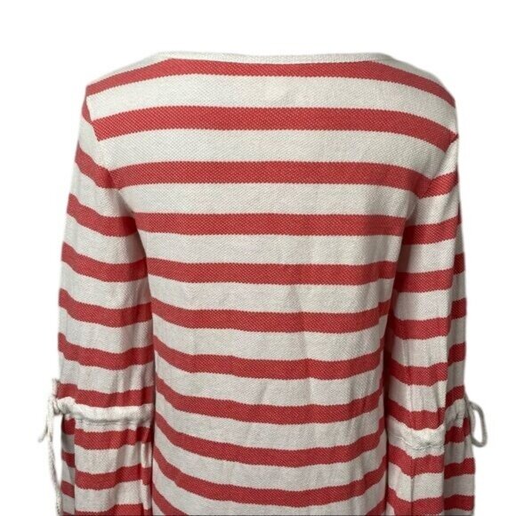 Caslon Pink White Striped Bell Sleeve Dress Gogo Style Oversized Sweater Dress S - Picture 11 of 13